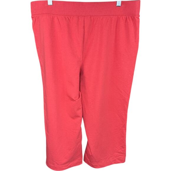 Denim & Co. Active French Terry Wide Leg Crop Pant Deep Papaya Large PETITEd - Picture 7 of 12